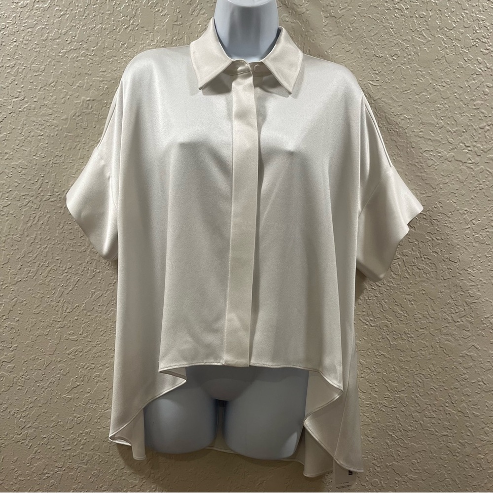 Alice + Olivia draped button up shirt, off white, button up, medium NWT